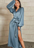 Satin Blue Maxi Dress